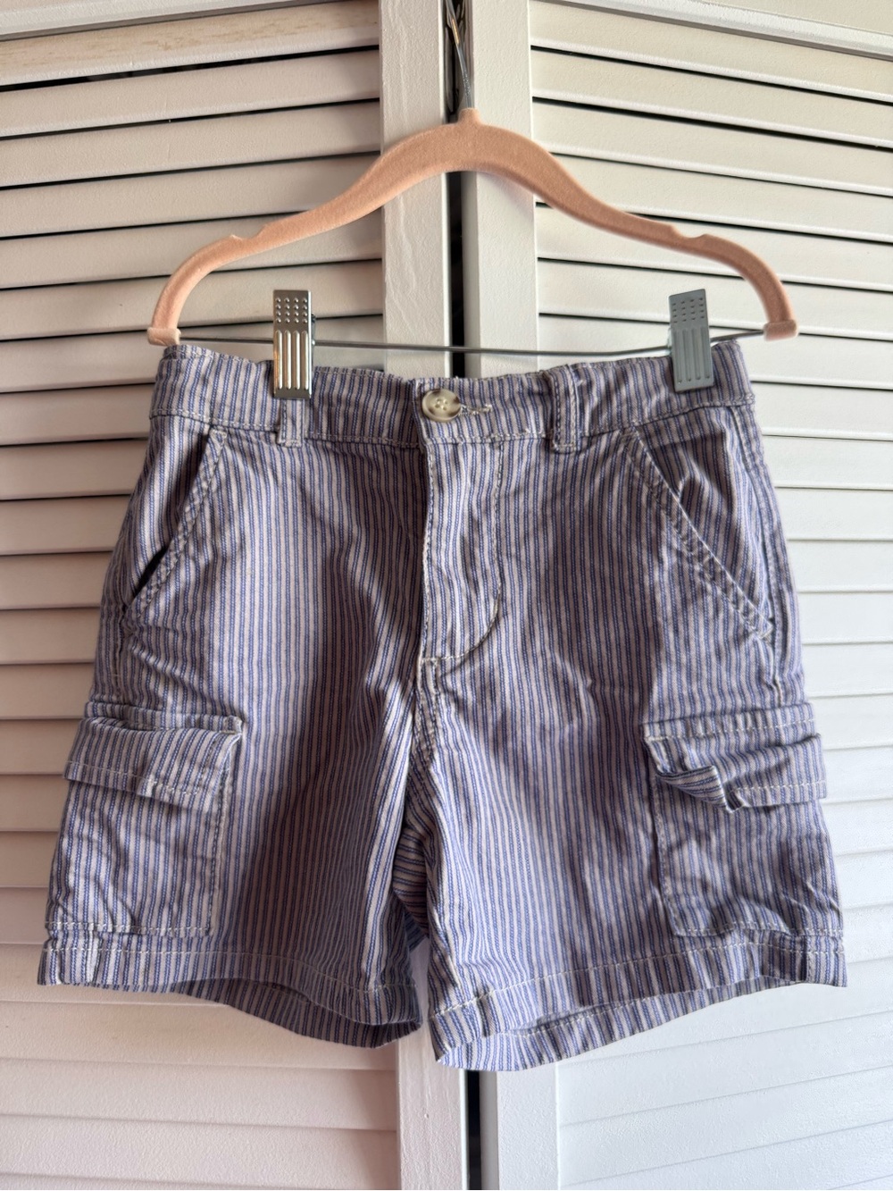 Boys’ Blue & White Striped Cargo Shorts